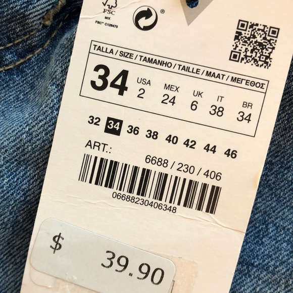 NWT Zara Jeans size 34euro 2USA 24Mex - Picture 3 of 5